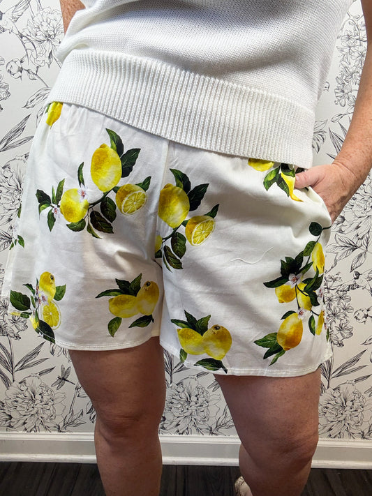 lemon print cotton short ADRIENNE