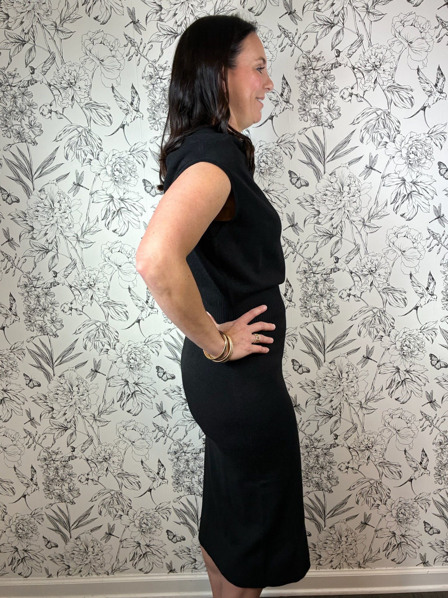 Noir Haven Knit Midi Dress