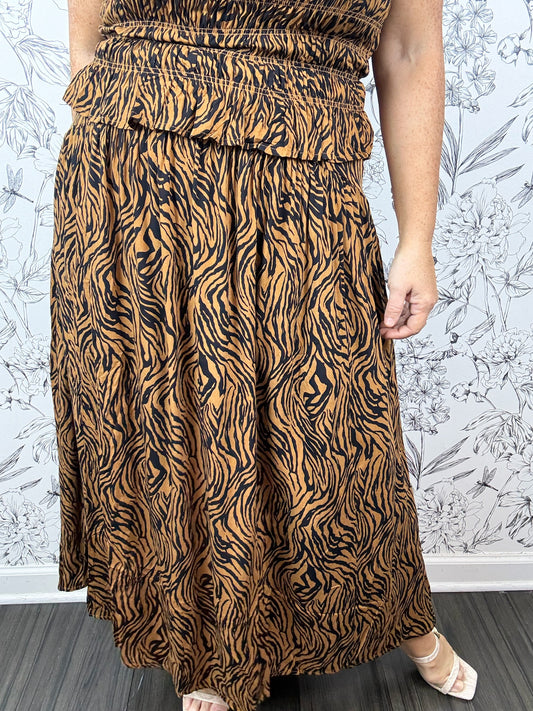 tiger print midi skirt DAY & MOON