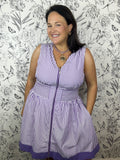 purple, white stripe zip up mini dress GAMEDAY LSU