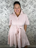 pink seersucker mini dress CURVY COLLECTION SHE & SKY