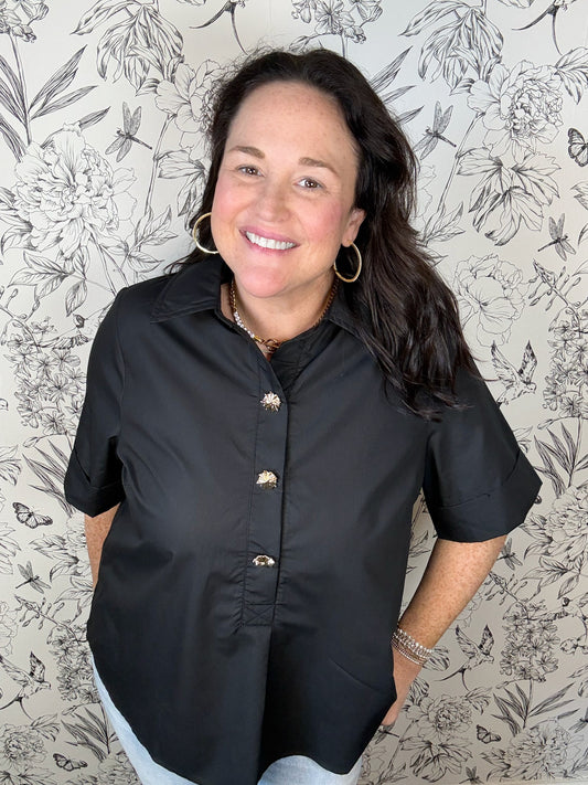 black button up gold buttons ENTRO