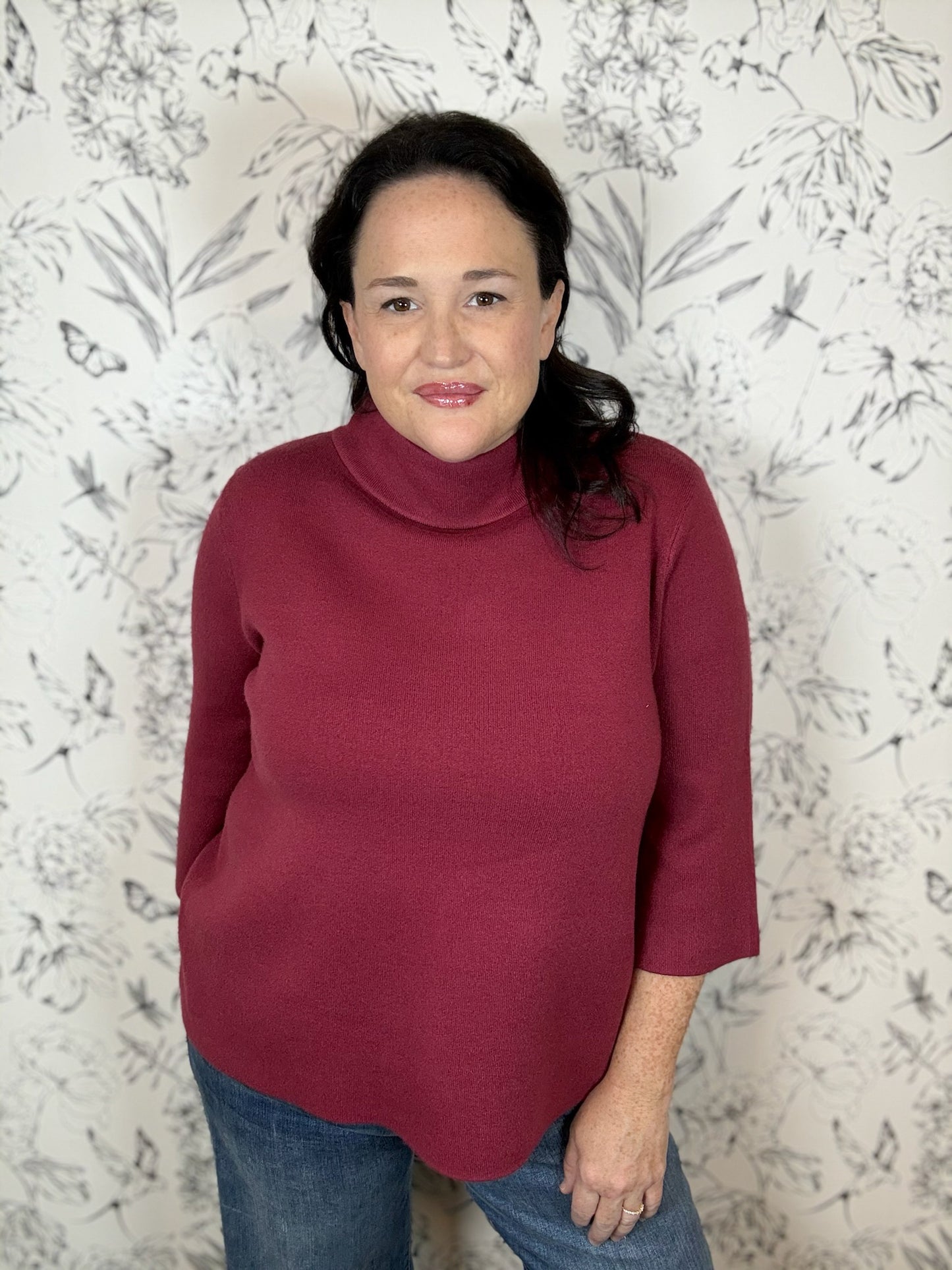 Sugared Cranberry Mock Neck