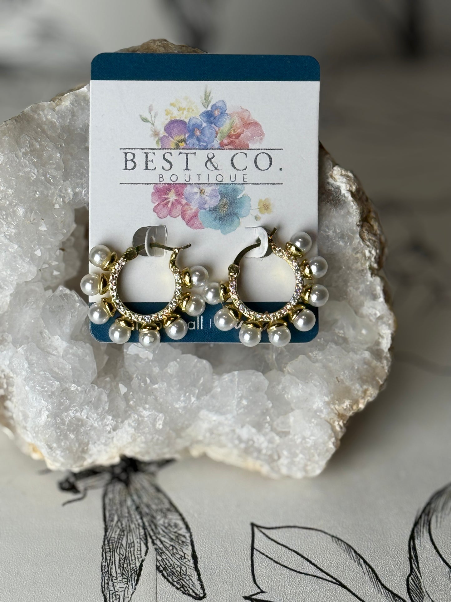 Touch of Pearls Hoops - Best & Co. Boutique