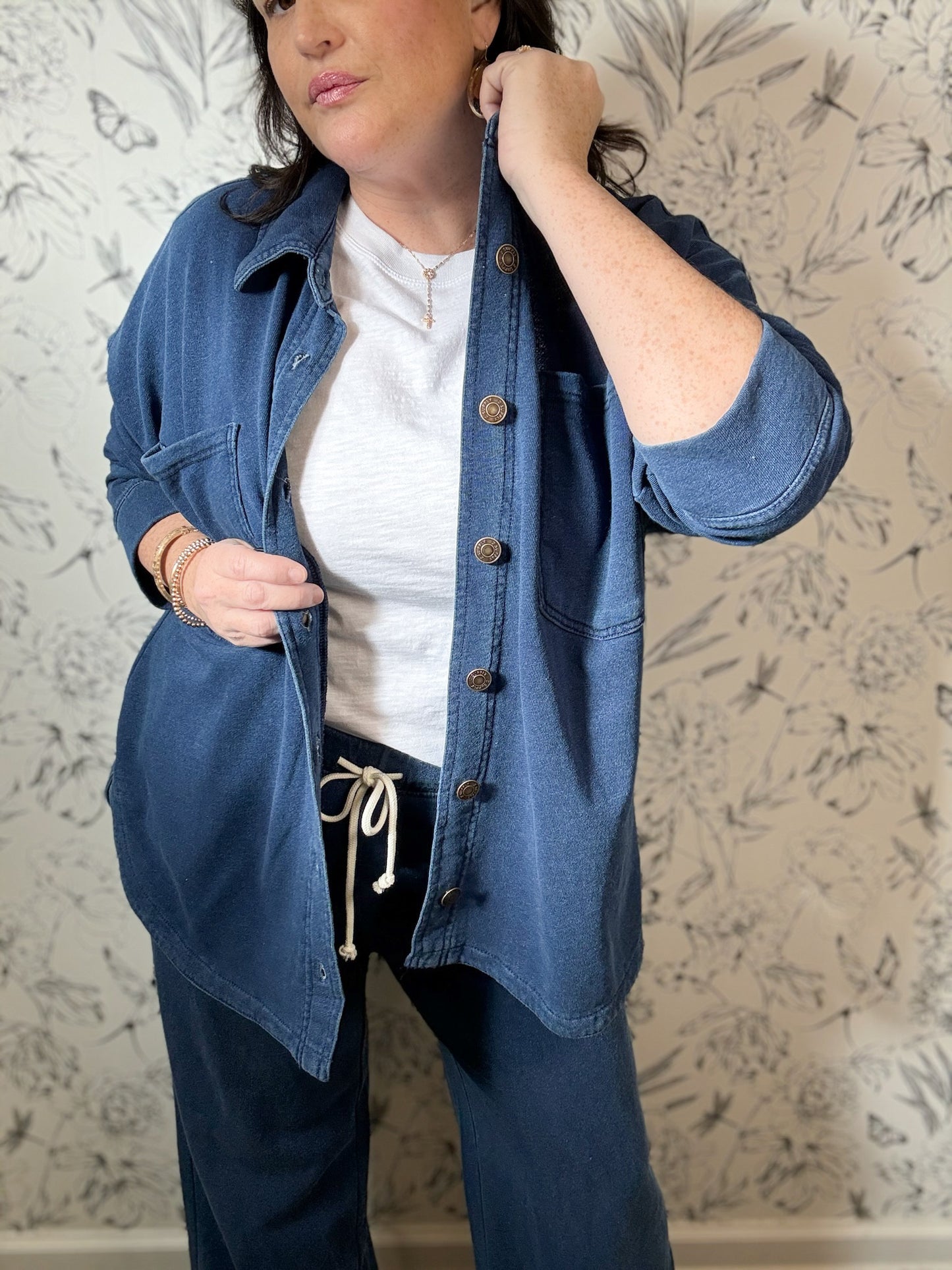 All Day Knit Denim Shacket