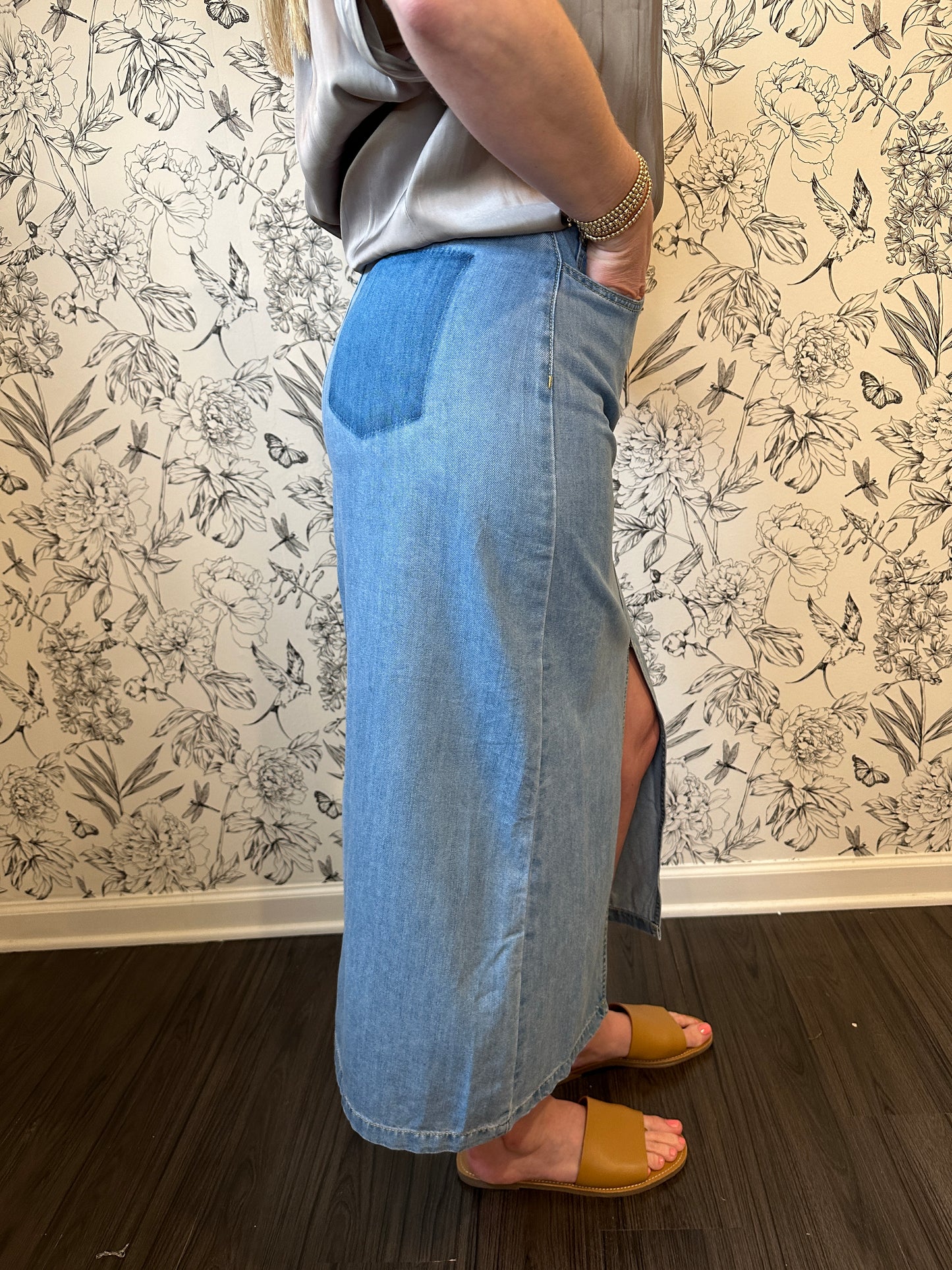 The Bri Denim Midi Skirt - Best & Co. Boutique