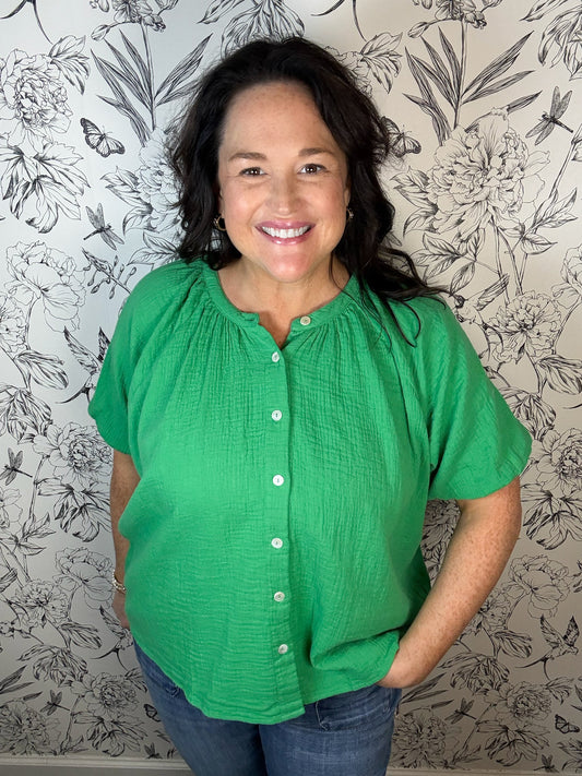 green gauze blouse ELAN