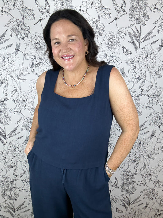 Navy Linen charli Square Tank Z SUPPLY