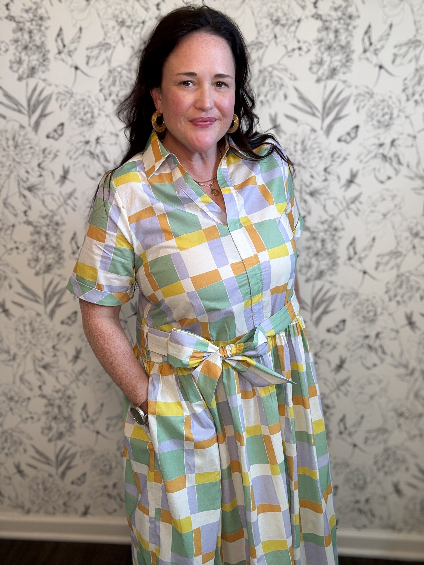 The Jenny Lynn Abstract Belted Midi Dress
