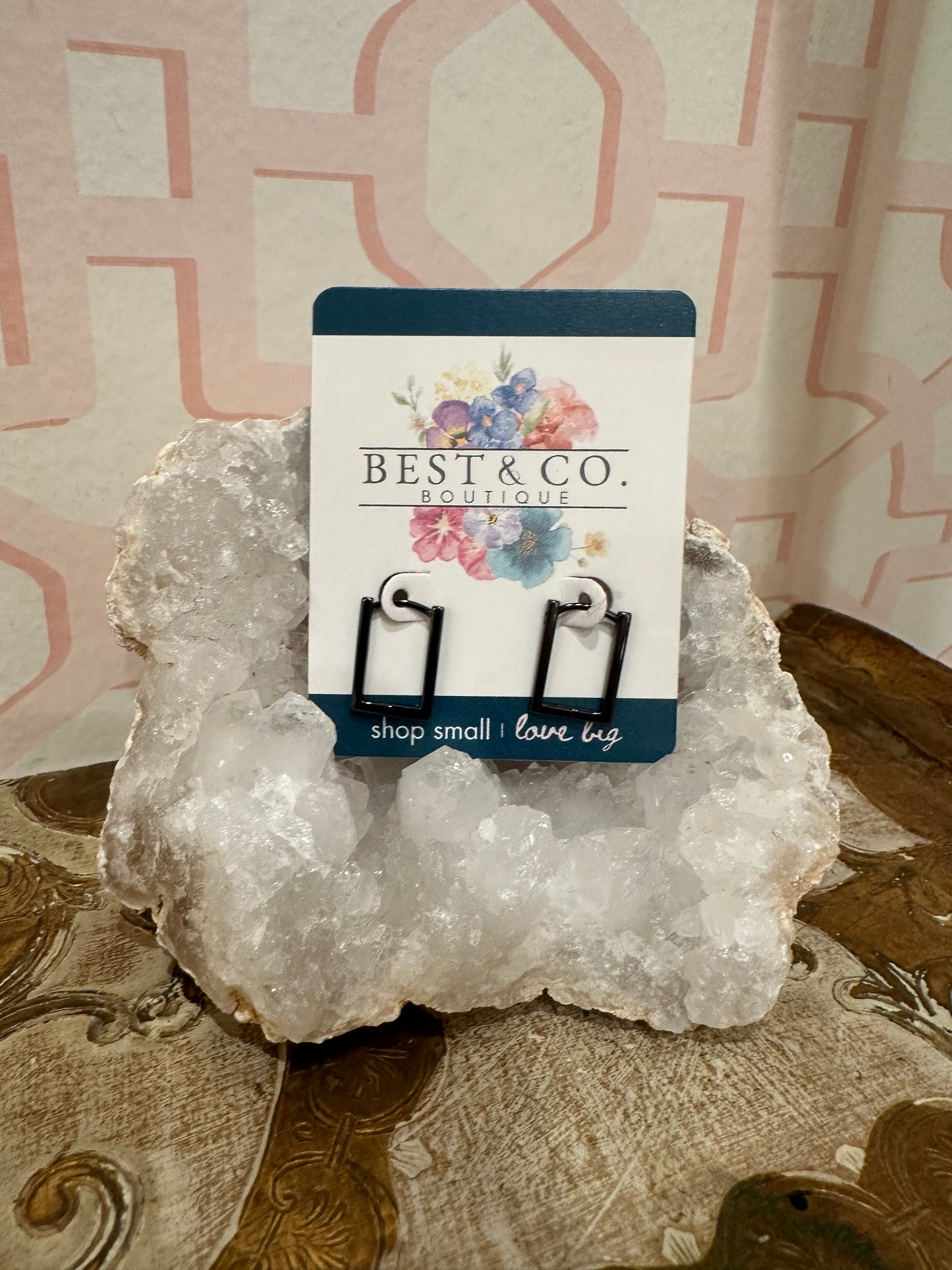 Black Rectangular Hoops - Best & Co. Boutique