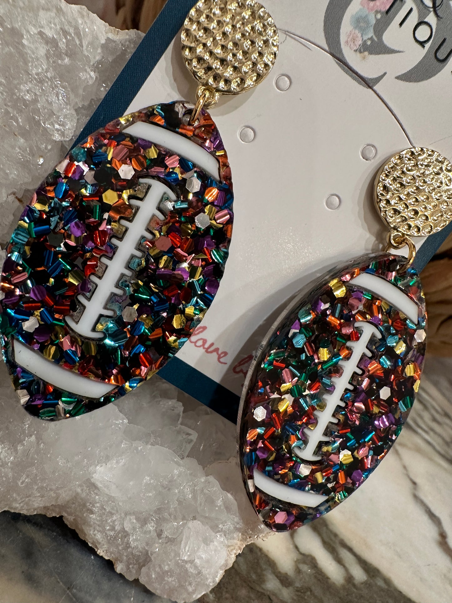 Confetti Bomb Football Earrings - Best & Co. Boutique