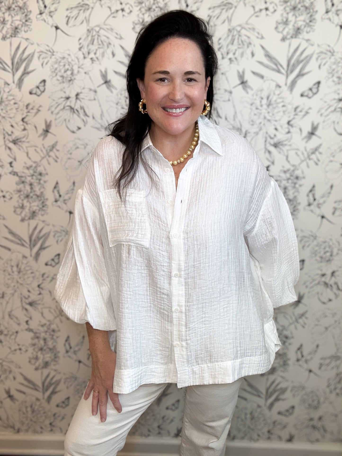 Pearl Glow Drape Top - Best & Co. Boutique