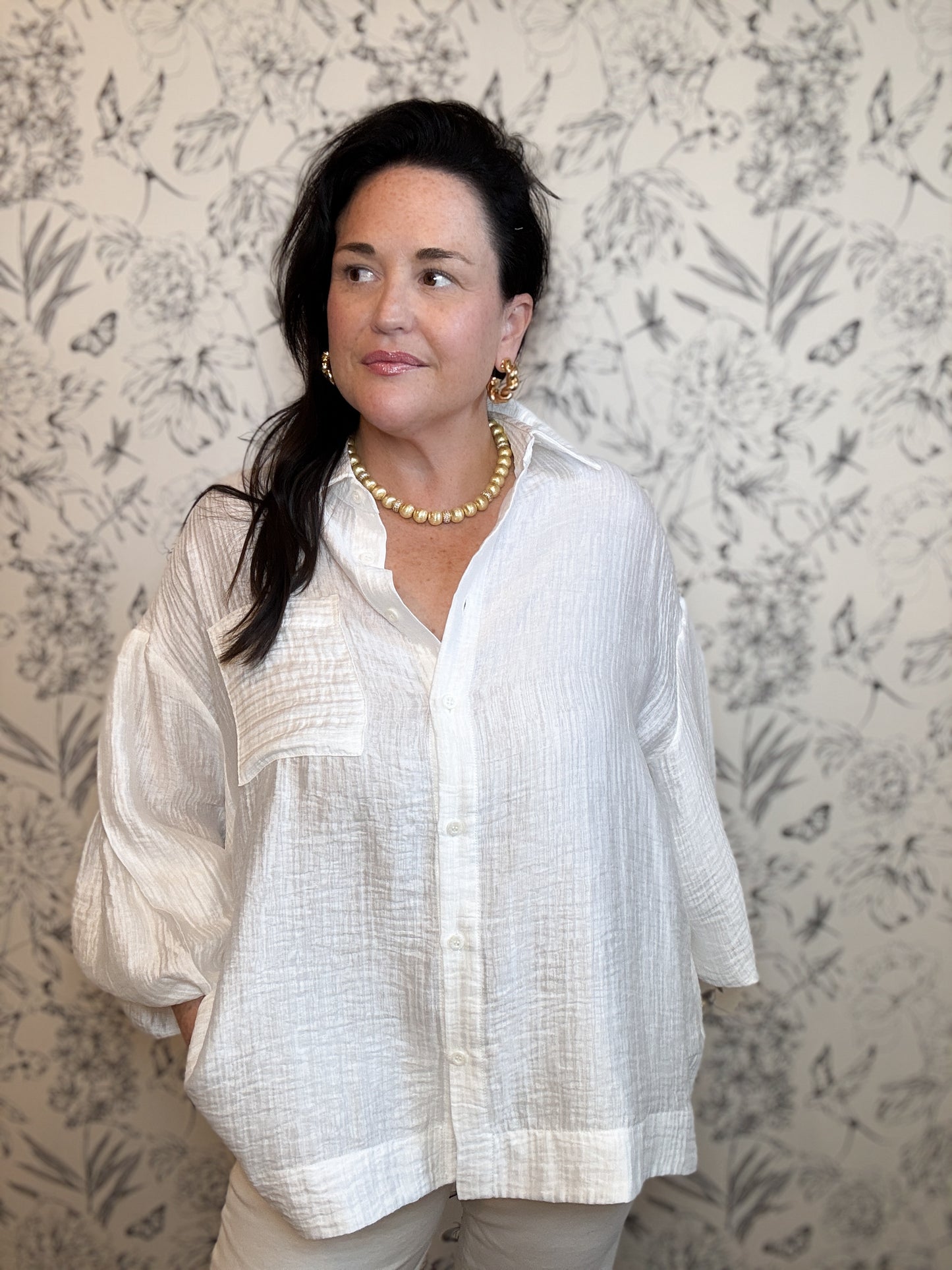 Pearl Glow Drape Top - Best & Co. Boutique