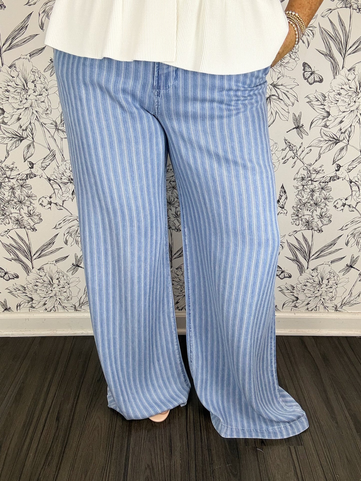Ryan Wide Leg | Blue Stripe Tencel
