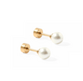 pearl and gold flat back stud earrings LINNY CO