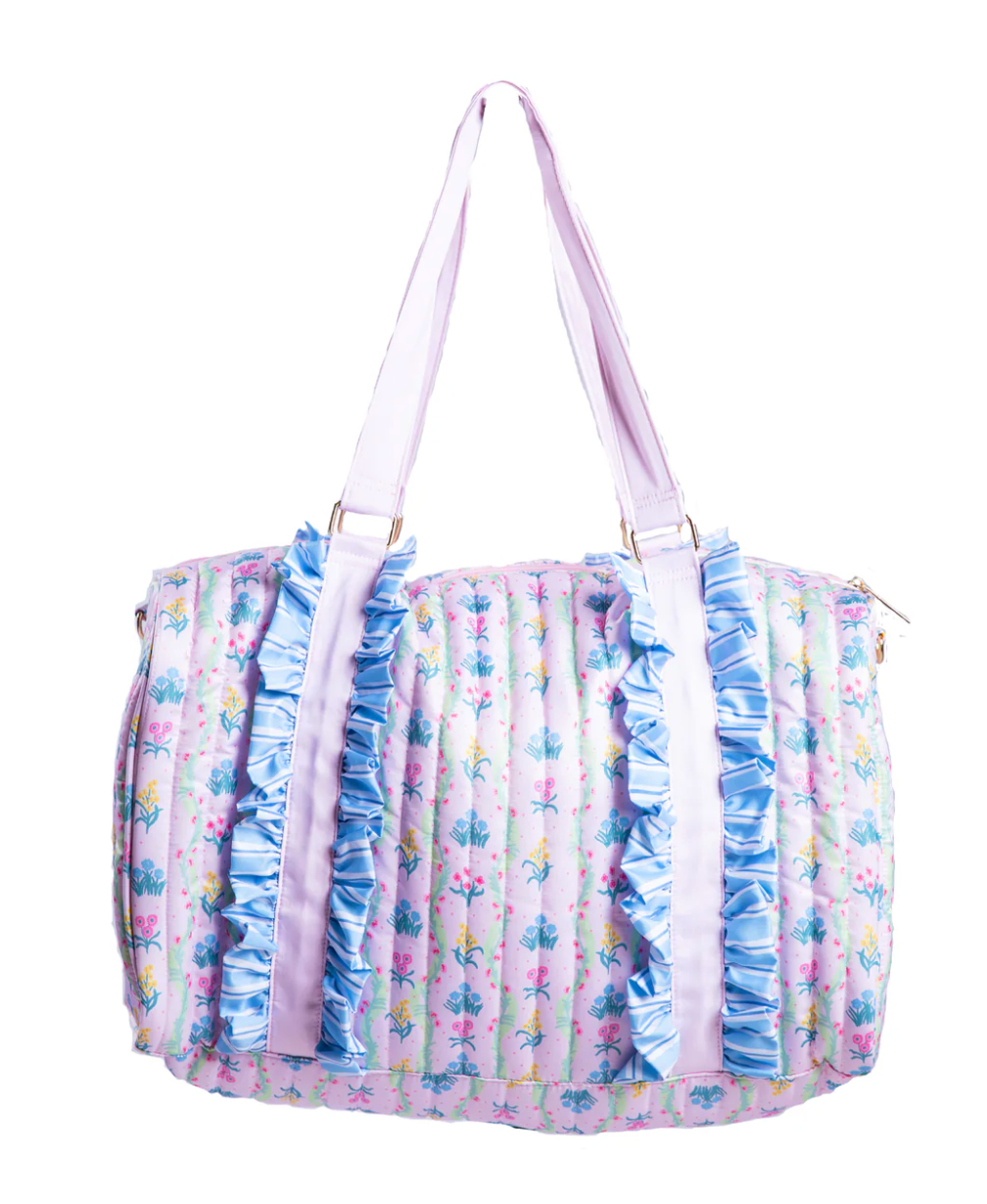 pink ruffled duffle bag JANE MARIE