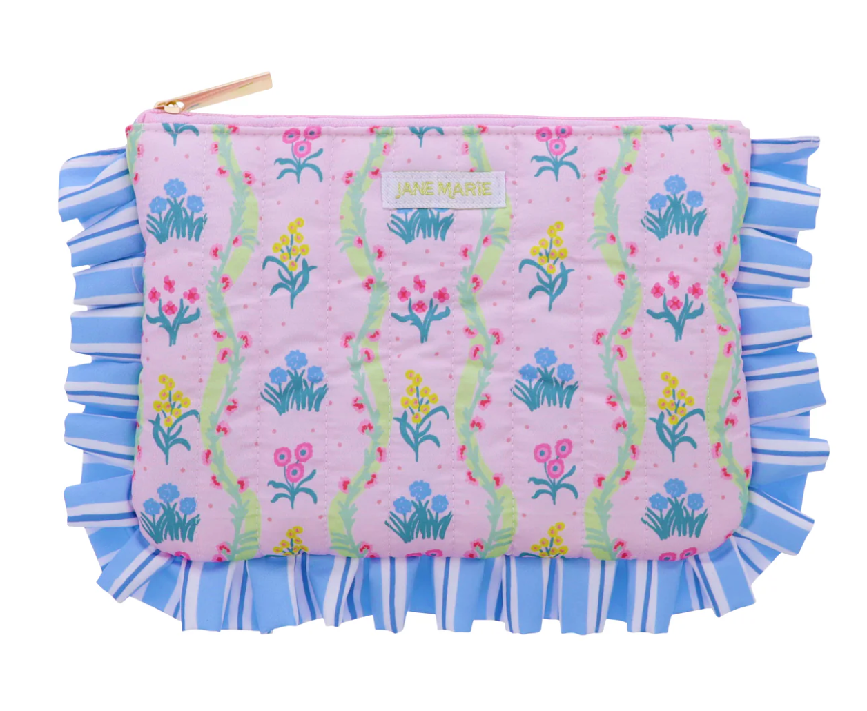 ruffled makeup large zipper pouch JANE MARIE
