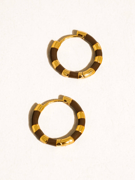 Avielle Enamel Hoops | Brown