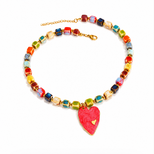 Santorini Color Block Heart Necklace