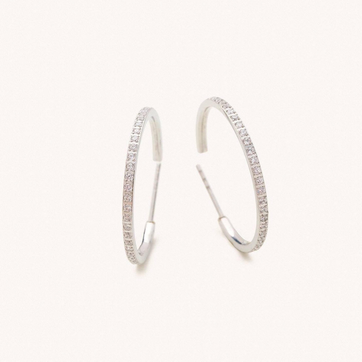 Silver Sutton Crystal Hoops-Medium