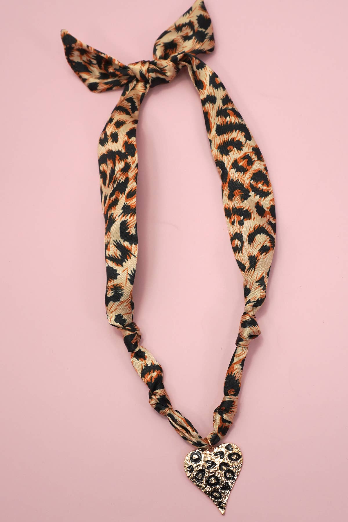 Leopard Heart Charm Scarf Necklace - Best & Co. Boutique