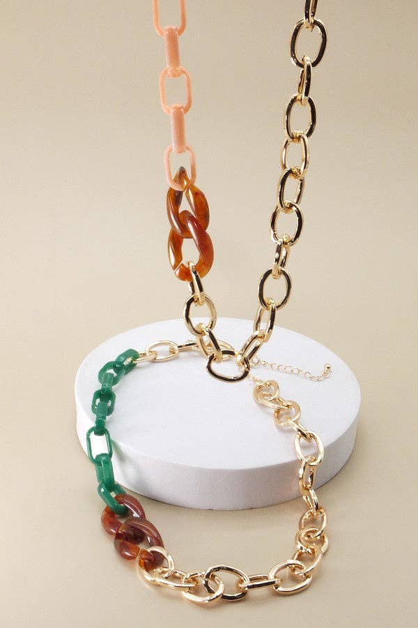 Peach Tortoise Acrylic Gold Chain - Best & Co. Boutique