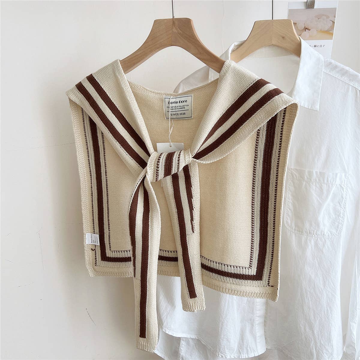 Ivory and Brown Double Stripe Shawl - Best & Co. Boutique