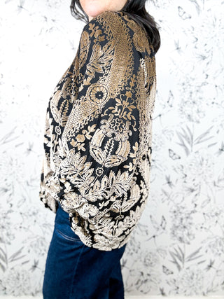 Monroe Damask Blouse | Curvy