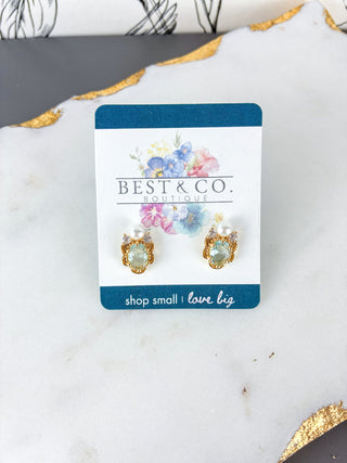 Vintage Inspired Aquamarine Flower Earrings