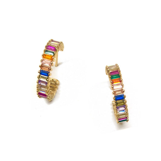 Rainbow Shimmer Hoops Gold