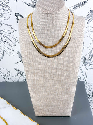 Fiona 18K Herringbone | Black CZ