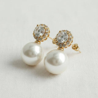 Retro Pearl and Zirconia Drop Earrings