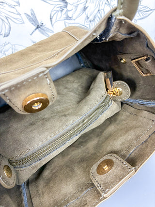 Gianna Faux Suede Satchel | Olive