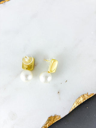 Modern Geometric Pearl Drop Earrings