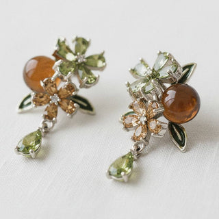 Vintage Inspired Cubic Zirconia Flower Tassel Earrings