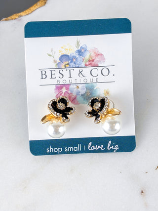 Midnight Rose Pearl Zircon Earrings