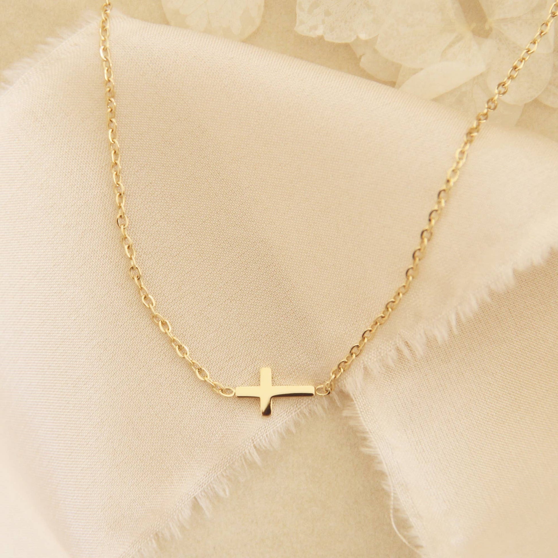 Dainty Sideways Cross Necklace - Best & Co. Boutique