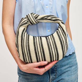 Tessa Straw Knotted Clutch (BW) - Best & Co. Boutique