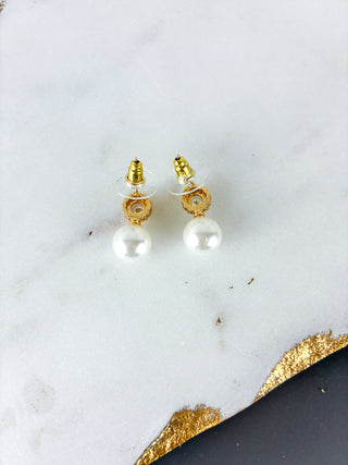 Retro Pearl and Zirconia Drop Earrings