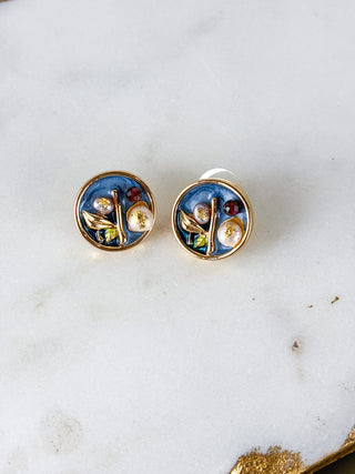Hand-Painted Baroque Pearl Stud Earrings
