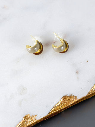 Vintage Coffee Tone Enamel Stud Earrings