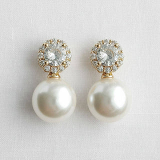Retro Pearl and Zirconia Drop Earrings