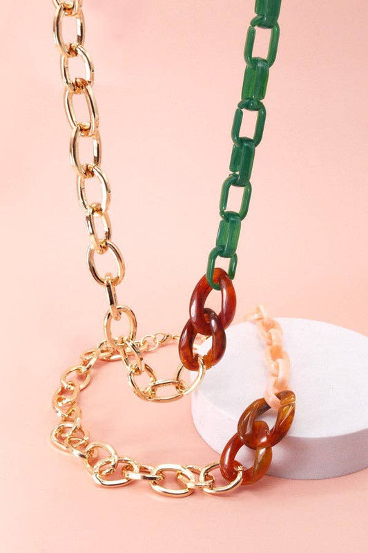 Peach Tortoise Acrylic Gold Chain - Best & Co. Boutique
