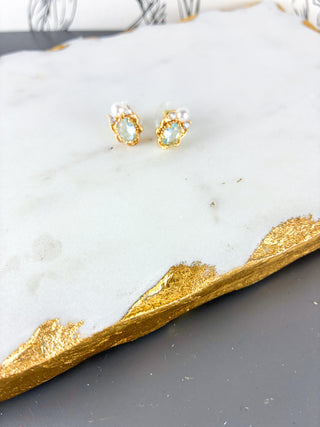 Vintage Inspired Aquamarine Flower Earrings