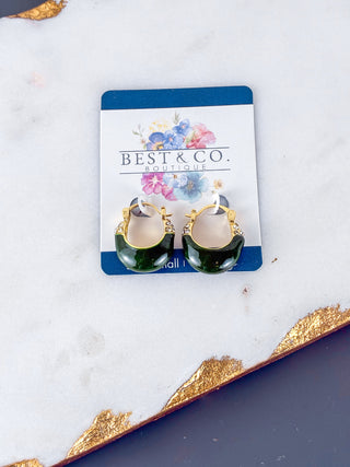 Retro Green Enamel Drop Earrings