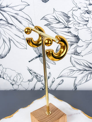 Thick Circle Bubble Ball Hoop | 18K Gold