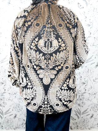 Monroe Damask Blouse | Curvy