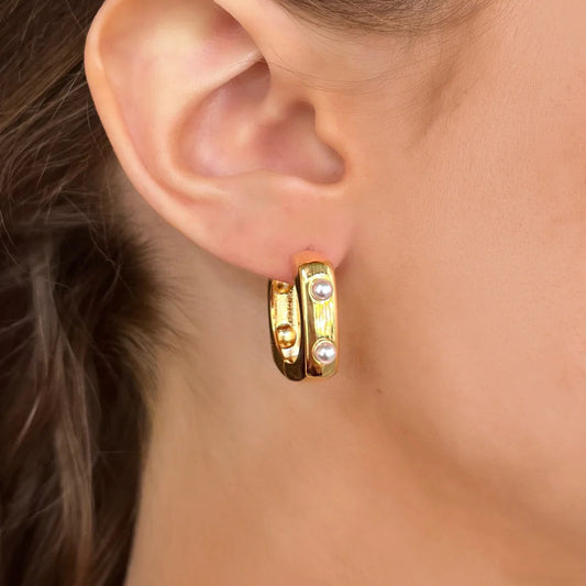 Pearl Huggie Hoops - Best & Co. Boutique