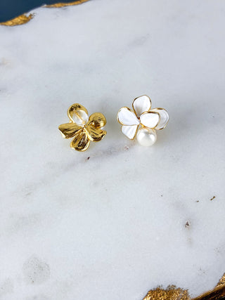 Butterfly Petal Pearl Stud Earrings