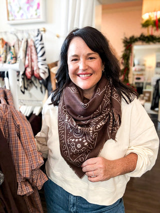 The Dakota Brown Paisley Bandana Scarf